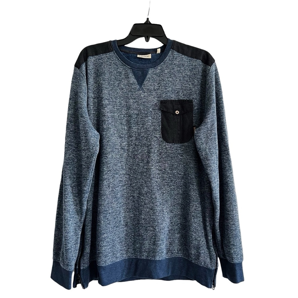 Kaporal Flecked Round Neck Sweater w/Pocket & Side Zippers Size XL EXCELLENT!